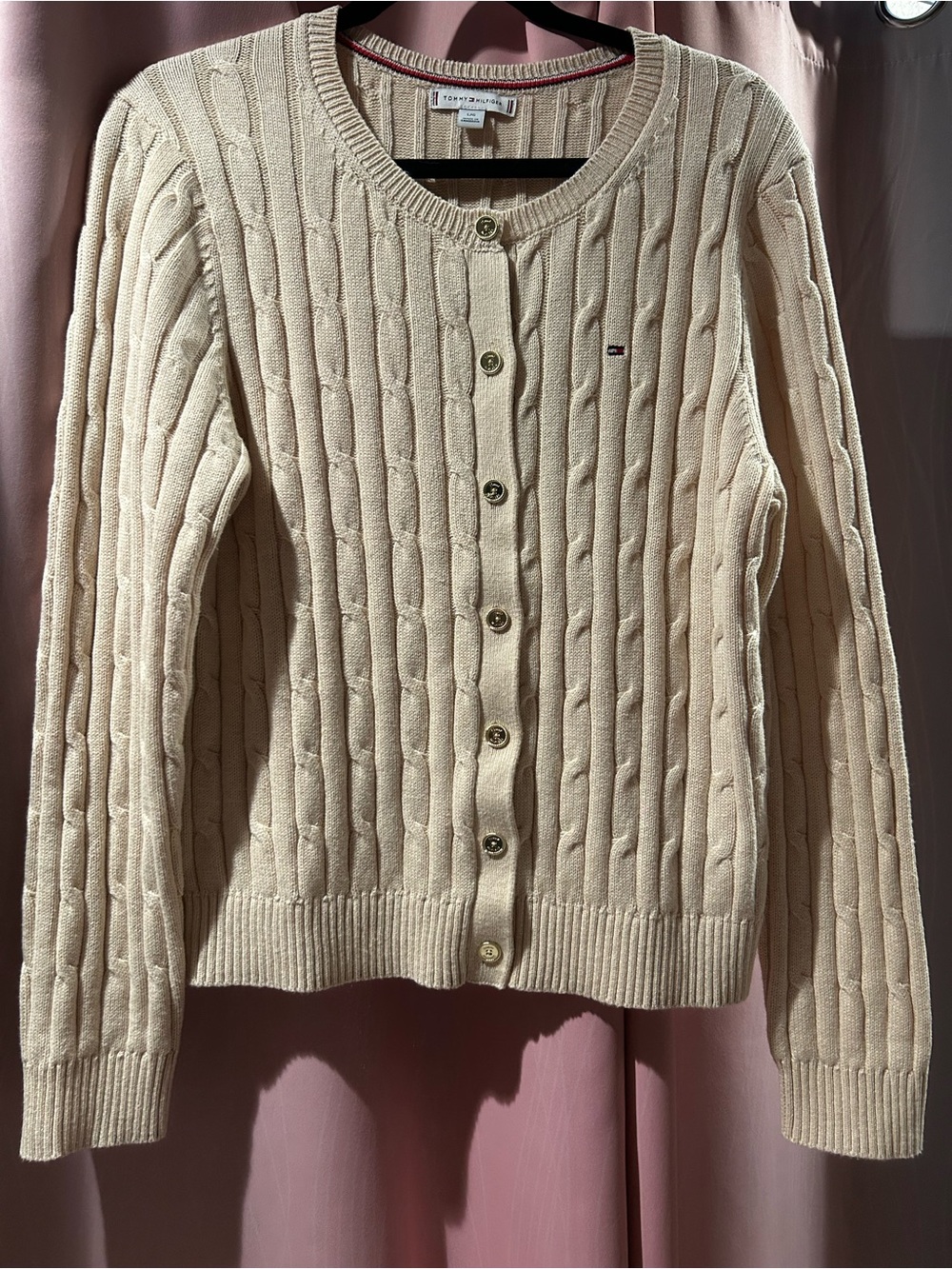 Tommy Hilfiger “beige heather” Cable Knit Button Cardigan - Women's